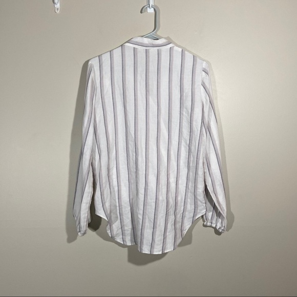 Loft Long Sleeve Striped Crossed Front Blouse XS - Picture 2 of 5